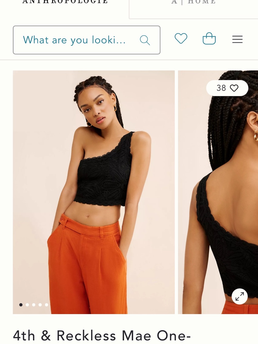 4th & Reckless Mae One-Shoulder Black Lace Crop Tank